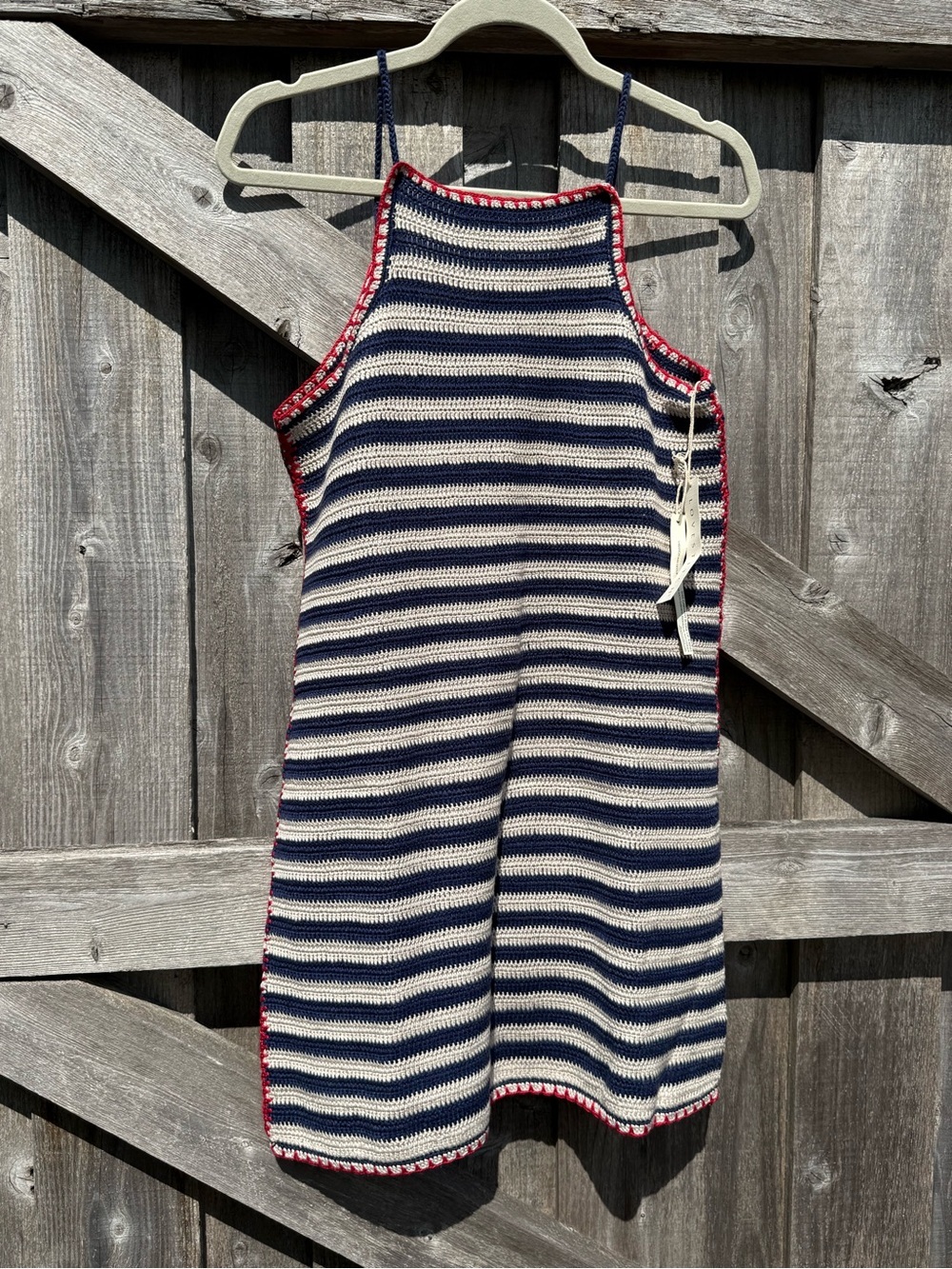 Lovestitch Crochet Knit Striped Tank Top NWT Medium Americana
